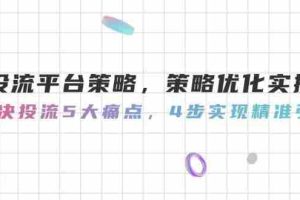 （14862期）投流平台策略，策略优化实操，解决投流5大痛点，4步实现精准引流