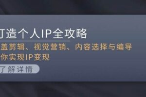 打造个人IP全攻略：涵盖剪辑、视觉营销、内容选择与编导，助你实现IP变现