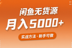 2025年闲鱼无货源副业赚钱项目，新手小白月入5000+实战方法
