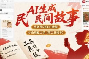 AI生成民间故事，头条号5天1k+，小白轻松上手【附工具指令】