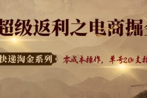 快递淘金系列；超级返利之电商掘金，零成本操作，单号20+支持多号