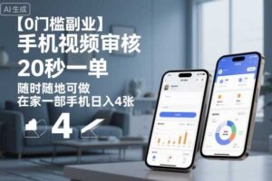 【0门槛副业】手机视频审核,20秒一单,随时随地可做,在家一部手机日入4张【揭秘】