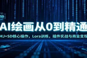 AI绘画从0到精通:MJ+SD核心操作, Lora训练,插件实战与商业变现