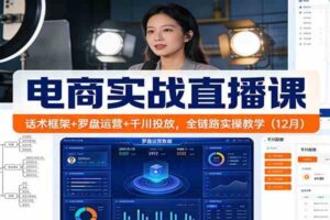 电商实战直播课：话术框架+罗盘运营+千川投放，全链路实操教学（12月）