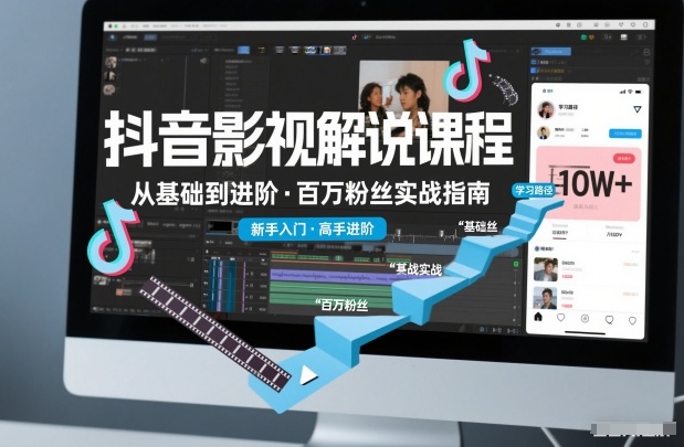 抖音百万粉丝影视解说课程，基础到进阶课，适合新手和进阶学习