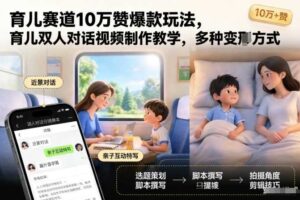 育儿赛道10万赞爆款玩法,育儿双人对话视频制作教学,多种变现方式