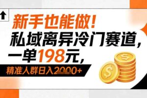 新手也能做！私域离异冷门赛道，一单198，精准人群日入1k+