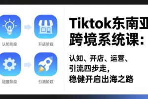 （17243期）TikTok东南亚跨境系统课：认知、开店、运营、引流四步走，稳健开启出海之路