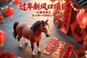 过年新风口项目，用ai春联图文，日入6张+小白轻松上手【揭秘】